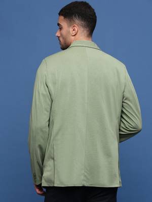 men's green slim fit single-breasted blazer 4