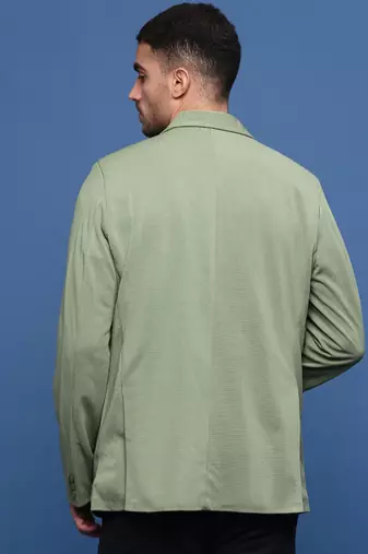 men's green slim fit single-breasted blazer