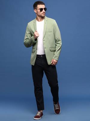 men's green slim fit single-breasted blazer 5