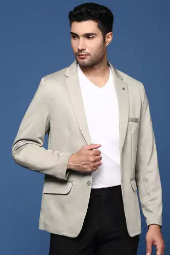 men's beige slim fit single breasted blazer