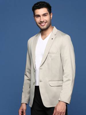 men's beige slim fit single breasted blazer 3