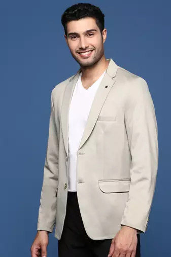 men's beige slim fit single breasted blazer