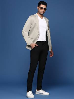 men's beige slim fit single breasted blazer 5