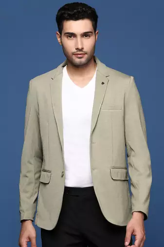 men's green slim fit single breasted blazer