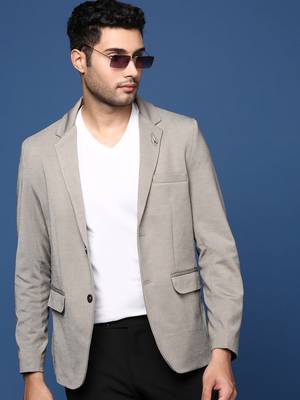 men's grey slim fit single breasted blazer 2
