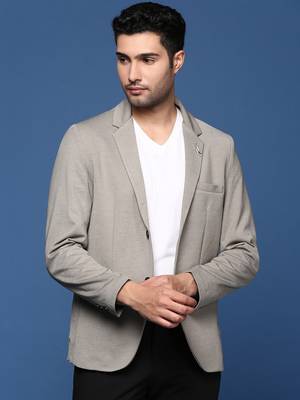 men's grey slim fit single breasted blazer 3