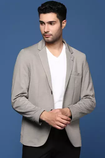 men's grey slim fit single breasted blazer