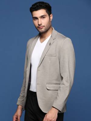 men's grey slim fit single breasted blazer 4