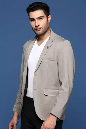 men's grey slim fit single breasted blazer