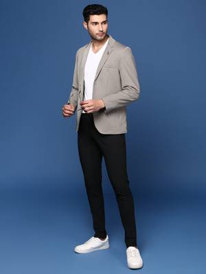 men's grey slim fit single breasted blazer 6