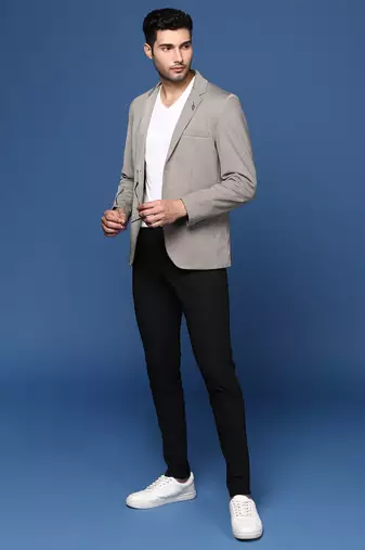 men's grey slim fit single breasted blazer