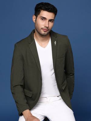 men's green slim fit single breasted blazer 1