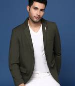 men's green slim fit single breasted blazer