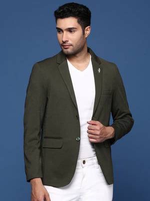 men's green slim fit single breasted blazer 2
