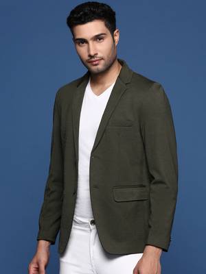 men's green slim fit single breasted blazer 3