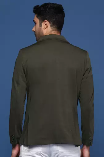 men's green slim fit single breasted blazer