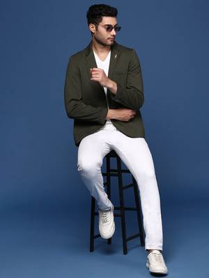 men's green slim fit single breasted blazer 5