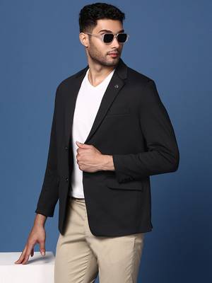 men's black slim fit single breasted blazer 2