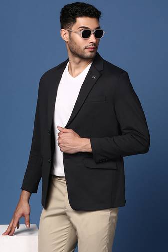 men's black slim fit single breasted blazer
