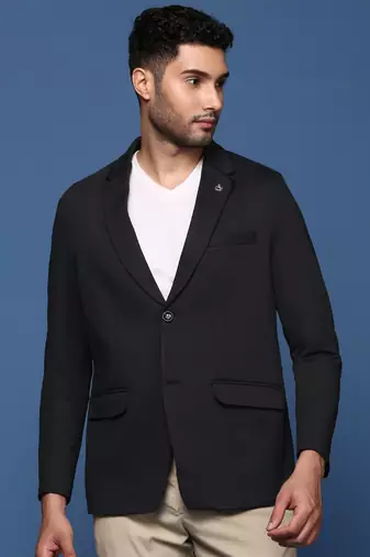 men's black slim fit single breasted blazer