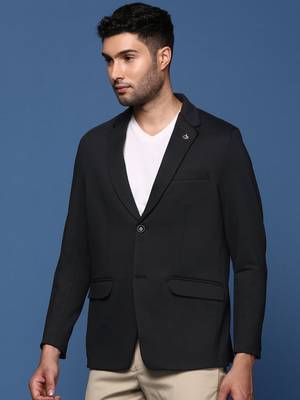 men's black slim fit single breasted blazer 4