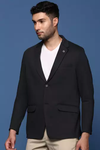 men's black slim fit single breasted blazer