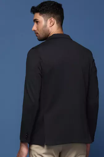 men's black slim fit single breasted blazer