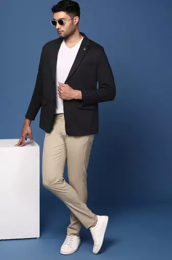 men's black slim fit single breasted blazer