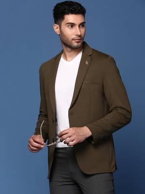 men's olive slim fit single breasted blazer 1