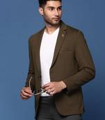 men's olive slim fit single breasted blazer