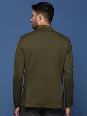 men's olive slim fit single breasted blazer 4