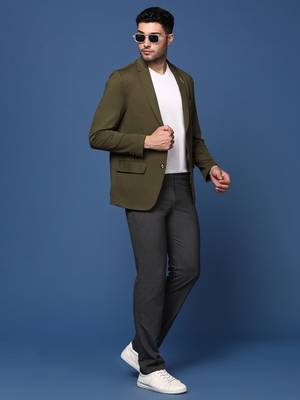 men's olive slim fit single breasted blazer 5
