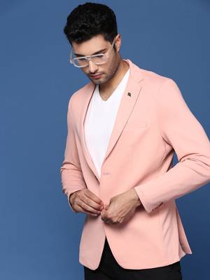men's peach slim fit single breasted blazer 1