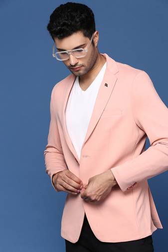 men's peach slim fit single breasted blazer