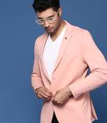 men's peach slim fit single breasted blazer