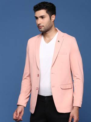 men's peach slim fit single breasted blazer 3