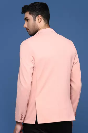 men's peach slim fit single breasted blazer