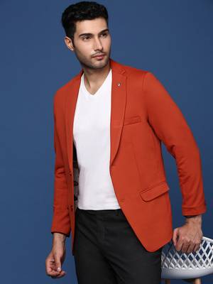 men's Orange slim fit single breasted blazer 1