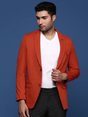 men's Orange slim fit single breasted blazer 2