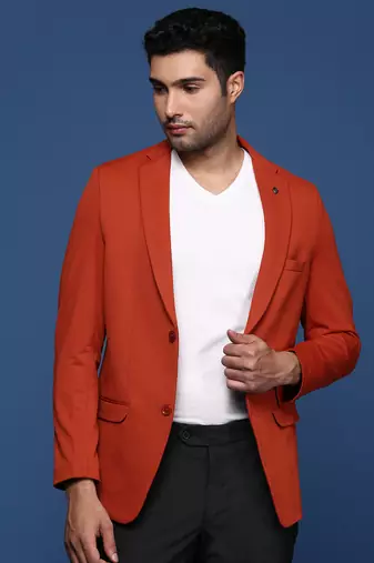 men's Orange slim fit single breasted blazer