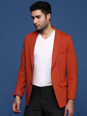 men's Orange slim fit single breasted blazer 3