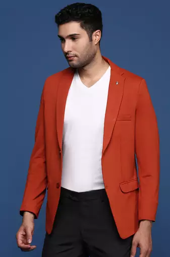 men's Orange slim fit single breasted blazer