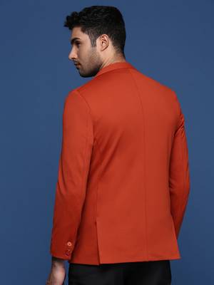 men's Orange slim fit single breasted blazer 4