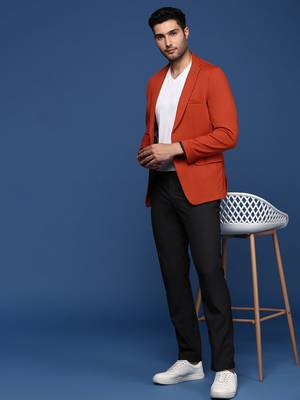 men's Orange slim fit single breasted blazer 5