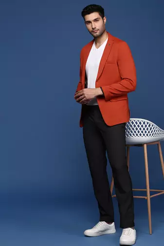 men's Orange slim fit single breasted blazer