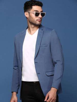 men's blue slim fit single breasted blazer 1