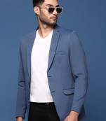 men's blue slim fit single breasted blazer