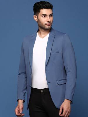 men's blue slim fit single breasted blazer 3