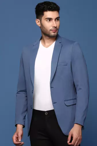 men's blue slim fit single breasted blazer