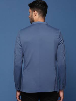 men's blue slim fit single breasted blazer 4